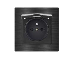 UNIC Elektrick zsuvka 230V s krytem, v rmeku 82mm, slitina hlinku ern - 156 K