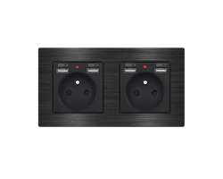 UNIC Elektrick zsuvka 2x (230V+2xUSB 5V/2,1A) v rmeku 153mm slitina hlinku ern - 504 K
