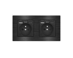 UNIC Elektrick zsuvka 2x (230V+USB+USB C 5V/2,1A) Rychl nabjen, v rmeku 153mm, slitina hlinku ern - 646 K