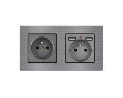 UNIC Elektrick zsuvka 2x230V+2xUSB 5V/2.1A v rmeku 153mm, slitina hlinku ed - 329 K