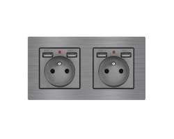 UNIC Elektrick zsuvka 2x (230V+2xUSB 5V/2,1A) v rmeku 153mm, slitina hlinku ed - 454 K