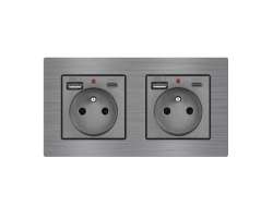 UNIC Elektrick zsuvka 2x (230V+USB+USB C 5V/2,1A) v rmeku 153mm, slitina hlinku ed - 484 K