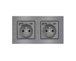 UNIC Elektrick zsuvka 2x (230V+USB+USB C 5V/2,1A) rychl nabjen, v rmeku 153mm, slitina hlinku ed - 624 K
