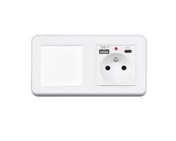 UNIC Elektrick zsuvka (230V+USB+USBc 5V) + vypna jednoplov .1 v rmeku 153mm, plast bl - 335 K