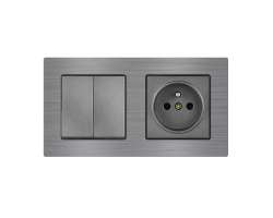 UNIC Elektrick zsuvka 230V + dvojvypna lustrov sriov .5 v rmeku 153mm, slitina hlinku ed - 246 K