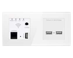 SRAN Zsuvka 2xUSB 5V/2,1A + WiFi socket v rmeku, sklo bl - 671 K