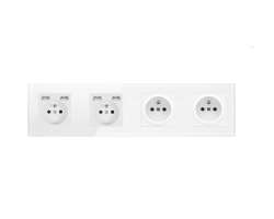 SRAN 4 Zsuvka 2x230V+USB 5V/2,1A + 2x230V bl plast - 506 K