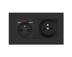 SRAN Elektrick zsuvka 2x230V+2xUSB 5V/2.1A v rmeku 147mm plast ern - 236 K