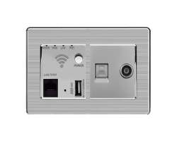 SRAN Zsuvka RJ45+TV + WiFi socket v rmeku, nerez ocel - 644 K