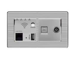 SRAN Zsuvka RJ45+TV + WiFi socket v rmeku, nerez ocel - 540 K