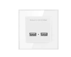 SRAN Zsuvka 2xUSB 5V/2,1A vetn rmeku, sklo bl - 128 K