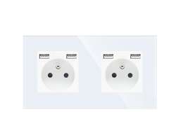 SRAN Elektrick� z�suvka 2x230V+USB 5V/2,1A v�etn� r�me�ku b�l� sklo - 376 K�