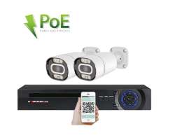 PoE IP 2 kamerov set XM-203A 4MPx, Led psvit pro barevn obraz v noci,CZ menu - 4890 K