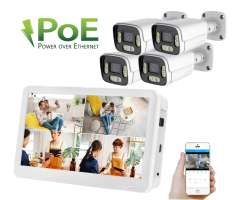 PoE IP 4 kamerov set XM-456B 4MPx s LCD 12", CZ menu - 10090 K