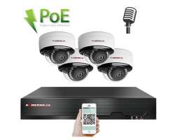 PoE IP 4 kamerový set XM-405B 4MPx, mikrofon, CZ menu - 7770 Kč