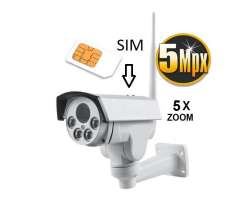 GSM IP kamera 5MPx, 5xZOOM  PTZ 4G venkovní (sim karta) - 5890 Kč