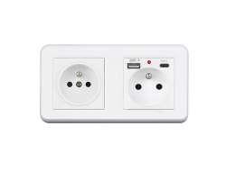 UNIC Elektrick zsuvka 2x230V+USB+USB C 5V/2,1A plast bl v rmeku 153mm - 334 K