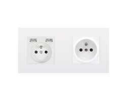 SRAN Elektrick zsuvka 2x230V+2xUSB 5V/2.1A plast bl vetn rmeku - 256 K