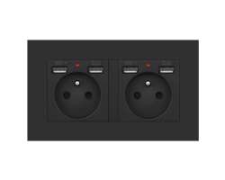 SRAN Elektrick zsuvka 2x230V+4xUSB 5V/2.1A  v rmeku plast ern - 345 K