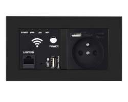 SRAN zsuvka WiFi socket + zsuvka 230V+USB+USB C v rmeku, plast ern - 763 K