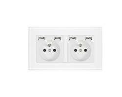 SRAN Elektrick zsuvka 2x230V+4xUSB 5V/2.1A, sklo bl - 357 K