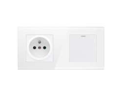 SRAN Elektrick zsuvka 230V 5V/2,1A + vypna schodiov/kov v rmeku 172mm, sklo bl irok - 145 K