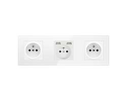 SRAN Elektrick sklenn trojzsuvka 230V + 230V 2*USB 5V/2,1A  s vypnaem  rmeku 258mm, sklo bl - 348 K