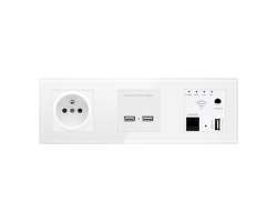 SRAN Elektrick sklenn trojzsuvka 230V, 2*USB 5V/2,1A , WiFi socket v rmeku 258mm, sklo bl - 745 K