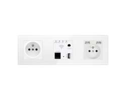 SRAN Elektrick sklenn trojzsuvka 230V, 2*USB 5V/2,1A , WiFi socket v rmeku 258mm, sklo bl - 738 K