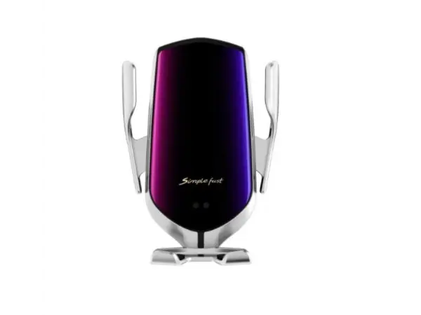 samootviraci bezdratova qi nabijecka / drzak do auta s automatickym uchopenim telefonu r1  silver