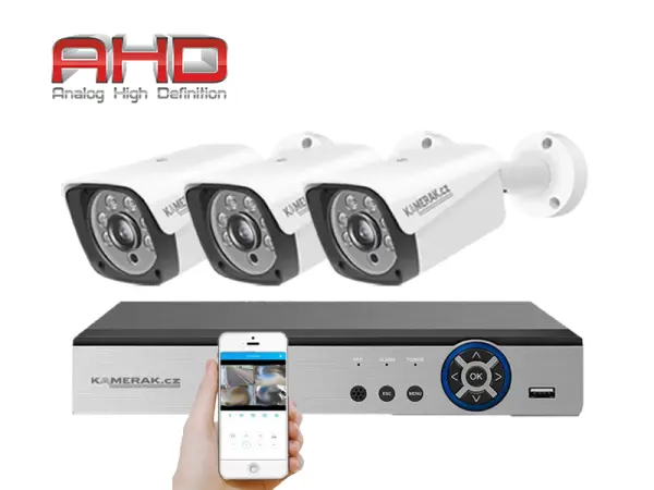 3 kamerovy ahd set he3-60a 2mpx 1080p, h.265, cz menu