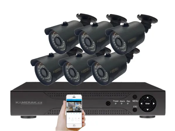6 kamerovy ahd set wn6-58a 2mpx 1080p, h.265, cz menu