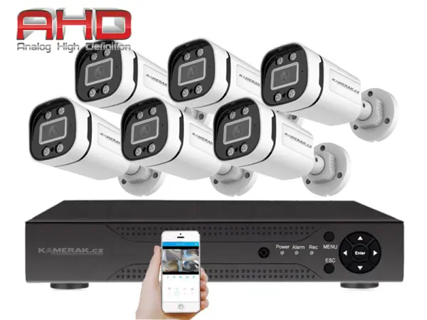 6 kamerovy ahd set wn6-59a 2mpx 1080p, h.265, cz menu