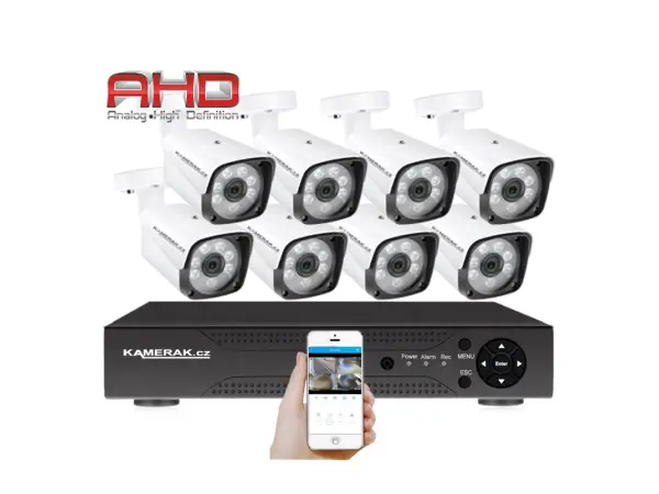 8 kamerovy set ahd wn8-60a 2mpx-1080p, cz menu