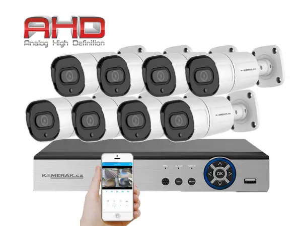 8 kamerovy ahd set he8-63a 2mpx 1080p, h.265, cz menu