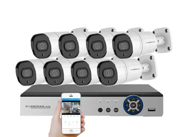8 kamerovy ahd set he8-63a 2mpx 1080p, h.265, cz menu