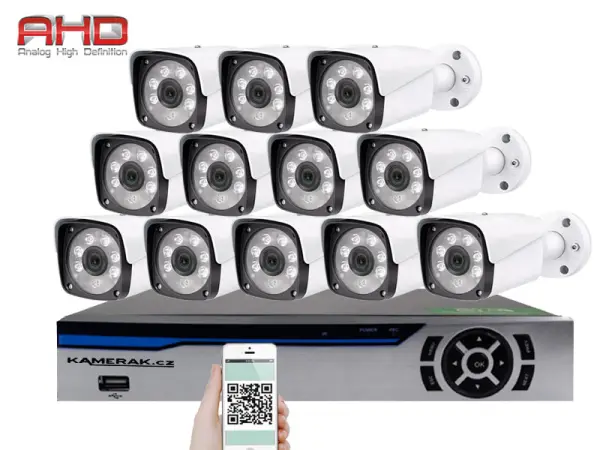 12 kamerovy ahd set he12-55a 2mpx 1080p, h.265, cz menu