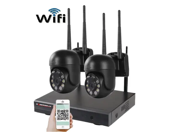 bezdratovy 2 kamerovy set wifi ip pro wip2-109b black, 3mpx,  ptz, cz menu