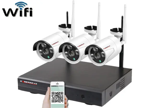 bezdratovy 3 kamerovy set wifi ip pro wip3-102b 3mpx, cz menu