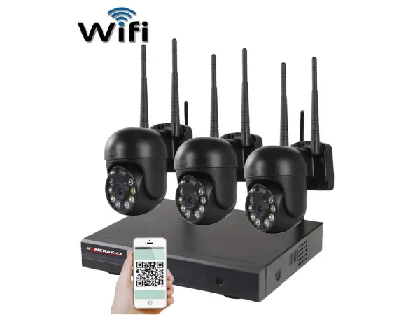 bezdratovy 3 kamerovy set wifi ip pro wip3-309c black, 5mpx,  ptz, cz menu