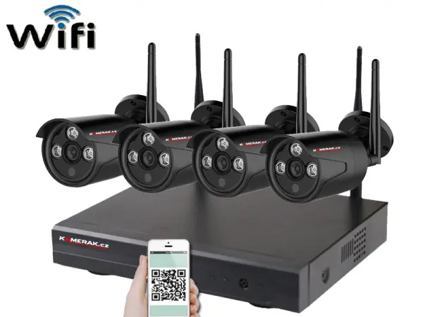 bezdratovy 4 kamerovy set wifi ip pro wip4-103b-black 3mpx, cz menu
