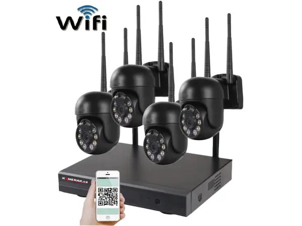 bezdratovy 4 kamerovy set wifi ip pro wip4-109b, black, 3mpx, ptz, cz menu