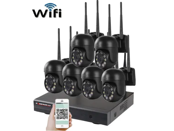 bezdratovy 6 kamerovy set wifi ip pro wip6-109b, black, 3mpx, ptz, cz menu