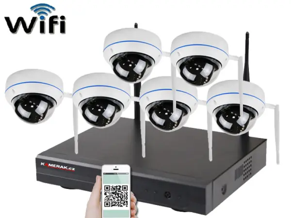 bezdratovy 6 kamerovy set wifi ip pro wip6-304c 5mpx, cz menu