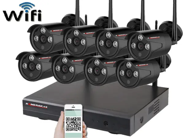 bezdratovy 8 kamerovy set wifi ip pro wip8-303c-black 5mpx, cz menu