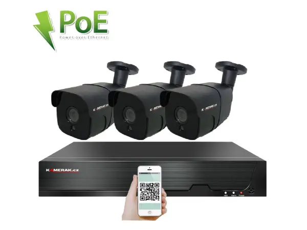poe ip 3 kamerovy set xm-307b 4mpx, cz menu