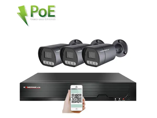 poe ip 3 kamerovy set xm-310b 4mpx, mikrofon, cz menu