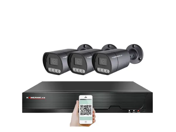 poe ip 3 kamerovy set xm-310b 4mpx, mikrofon, cz menu