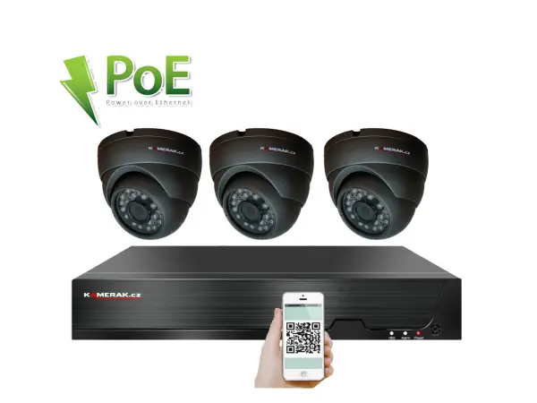 4k poe ip 3 kamerovy set xm-311d 8mpx, h.265, cz menu