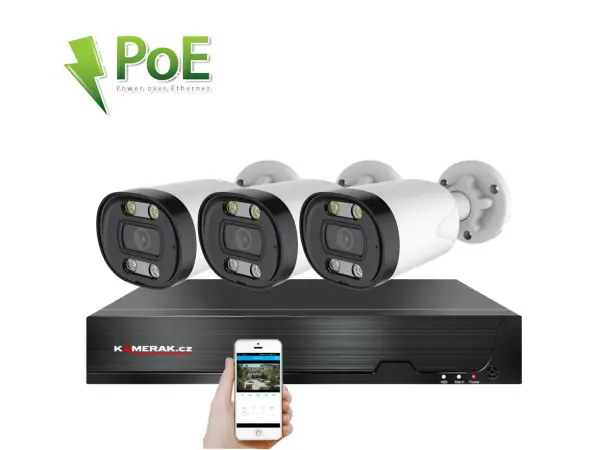 4k poe ip 3 kamerovy set xm-313d 8mpx, cz menu